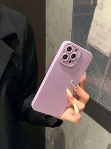 1pc Solid Color Phone Case Compatible With Iphone - Mauve Purple - View 2