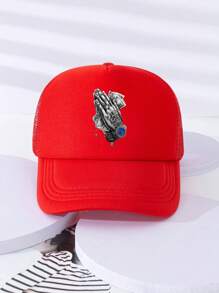 1pc Unisex Printed Trucker Hat Baseball Cap Dad Cap Sun Hat For Everyday Use - Red - View 1