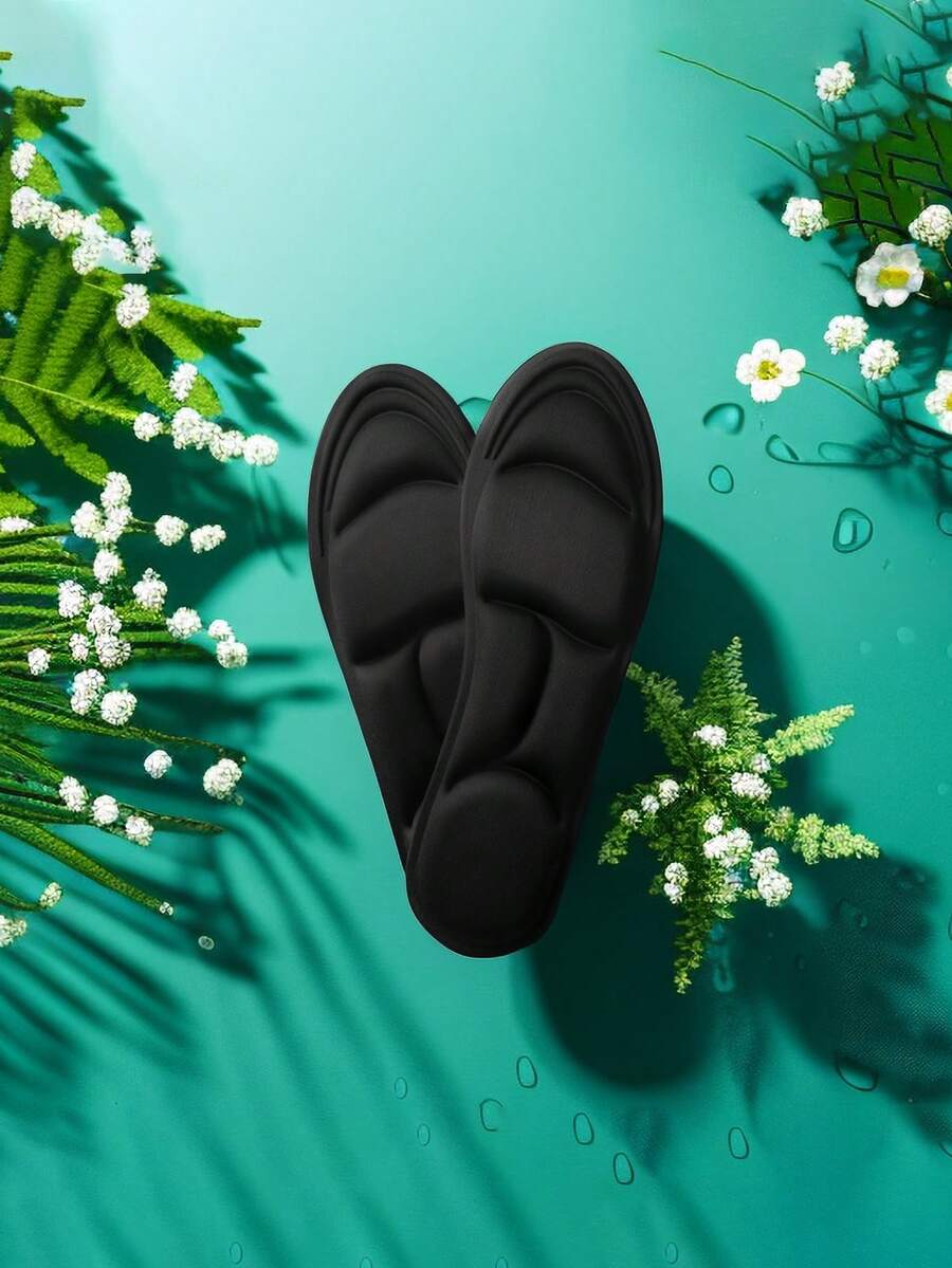 1雙記憶泡棉5d運動鞋墊,適用於男女鞋款,除臭透氣緩震運動鞋墊,腳部護理矯正鞋墊 - 黑色 - 查看 1