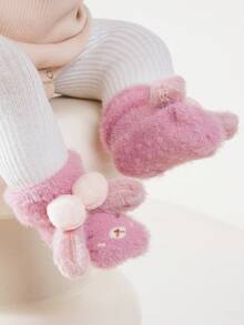 Thickened Infant Socks With Cartoon Animal Slippers - Hot Pink - View 2