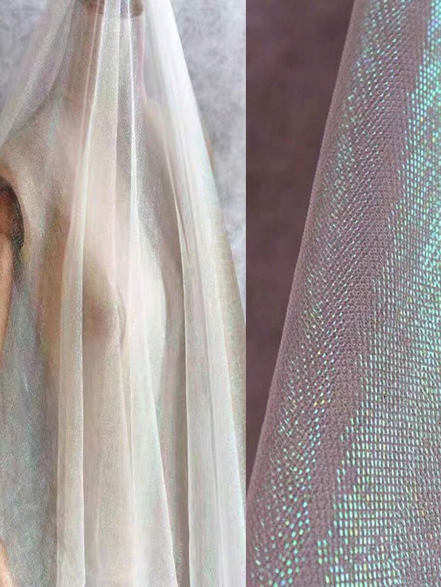 1 Miếng Biến đổi dần Hai màu Lưới Chất vải , Laser Kết cấu Nhìn xuyên qua Chất vải Chân váy dài Khăn choàng Creative Thủ công Chất vải - Nhiều màu - Xem 1