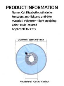 1 Pieza Collar Isabelino Para Mascotas De Color Aleatorio, Collar Protector Antisalivación Para Gatos Después De Cirugía Y Lesiones Del Cuello - Multicolor - Ver 2