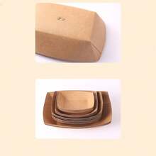 10pcs Disposable Kraft Paper Box With Handle, Fast Food Packaging Box For French Fries, Fried Chicken, Chips, Snacks, - Brown - View 6