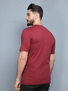 Men T-Shirts - 酒紅色 - 查看 3