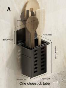QIYINGFA 1pc Kitchen Utensils Storage Rack, Wall-mounted Storage Basket