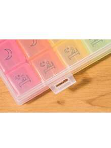 1個旅行用超大型每日服藥盒、每日4次確定藥箱、每周xl上午下午服藥盒、一週兩次大型日常維生素分配器、超大型容器、分配器(彩虹色)-方便分配 - 彩色 - 查看 3