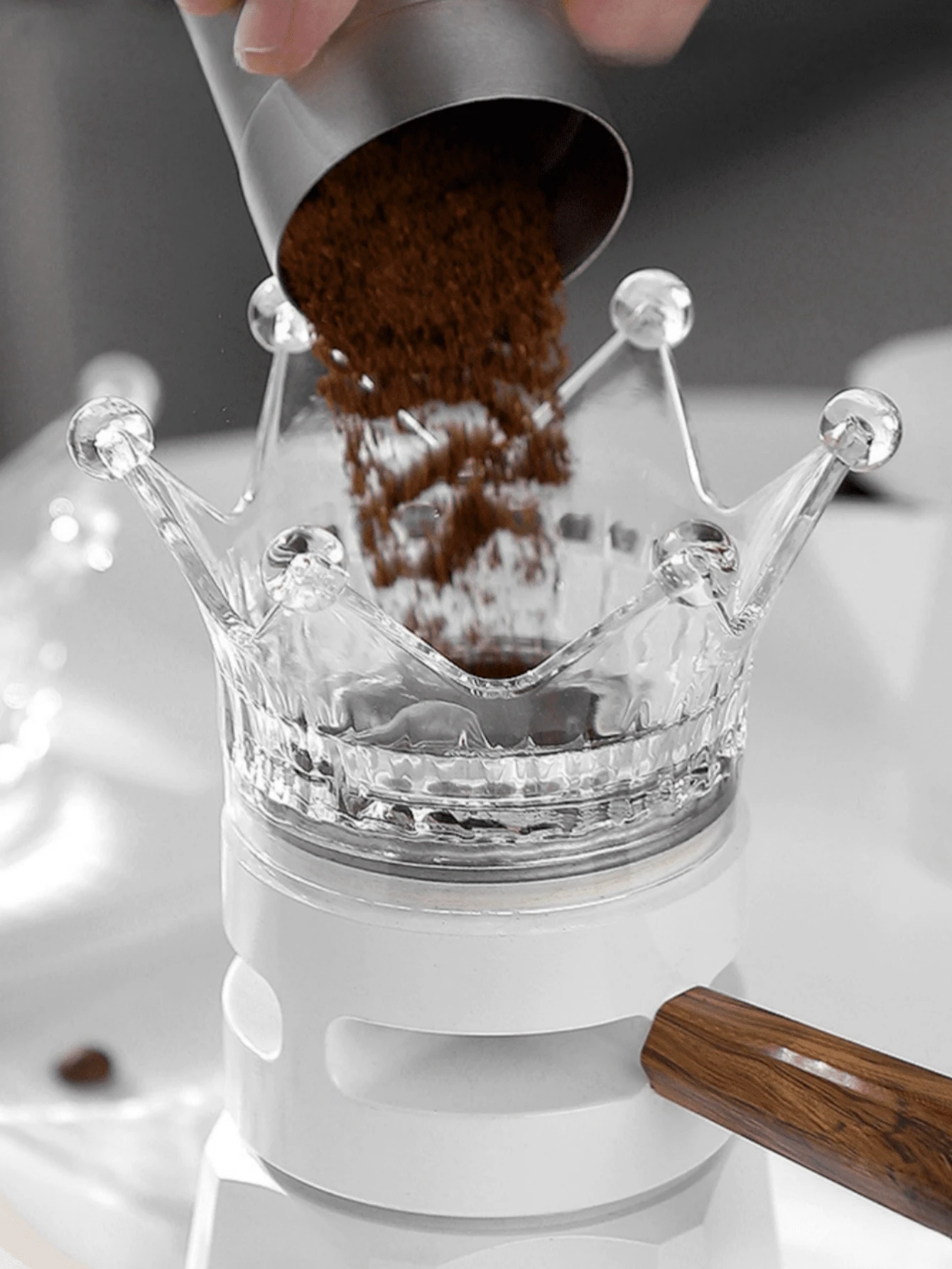 1pc Moka Pot Cloth Powder Insert Crown Shaped Coffee Powder Filling Tool, Creative Moka Pot Accessory - Clear - View 1