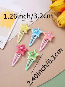 5入組女孩可愛五角星彩色bb夾髮夾卡通髮飾 - 彩色 - 查看 2