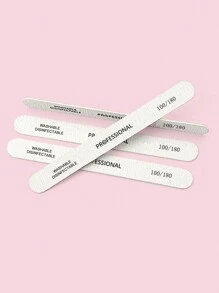 5件装木质指甲锉，100/180目双面砂纸，可水洗，可重复使用，适用于天然指甲的美甲工具，家用和美甲沙龙均可使用。指甲打磨块锉，美甲用品，美甲工具，美甲艺术工具，返校季，美甲，美甲工具，适用于假指甲 - 灰色 - 查看 3