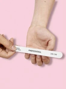 5件装木质指甲锉，100/180目双面砂纸，可水洗，可重复使用，适用于天然指甲的美甲工具，家用和美甲沙龙均可使用。指甲打磨块锉，美甲用品，美甲工具，美甲艺术工具，返校季，美甲，美甲工具，适用于假指甲 - 灰色 - 查看 5