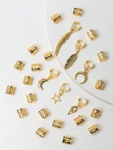 26pcs Mixed Color Hair Rings & Braids Hair Accessories - Gold - View 3