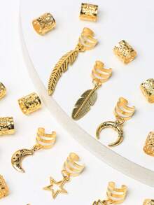 26pcs Mixed Color Hair Rings & Braids Hair Accessories - Gold - View 5