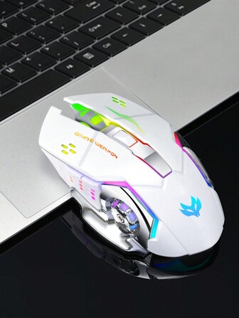 1 Ratón Inalámbrico Recargable Y Silencioso Para Juegos De 2,4 G Con Puerto De Carga Tipo C, Retroiluminación Arcoíris, Adecuado Para Oficina, Deportes Electrónicos, Uso Doméstico, Compatible Con Computadoras Portátiles Y De Escritorio