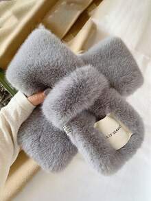 1 Miếng Mùa Đông Dày Ấm áp Cổ áo giả Khăn quàng cổ , Siêu Ấm áp Lông Cái cổ - Xám - Xem 4