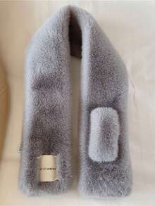 1 Miếng Mùa Đông Dày Ấm áp Cổ áo giả Khăn quàng cổ , Siêu Ấm áp Lông Cái cổ - Xám - Xem 3