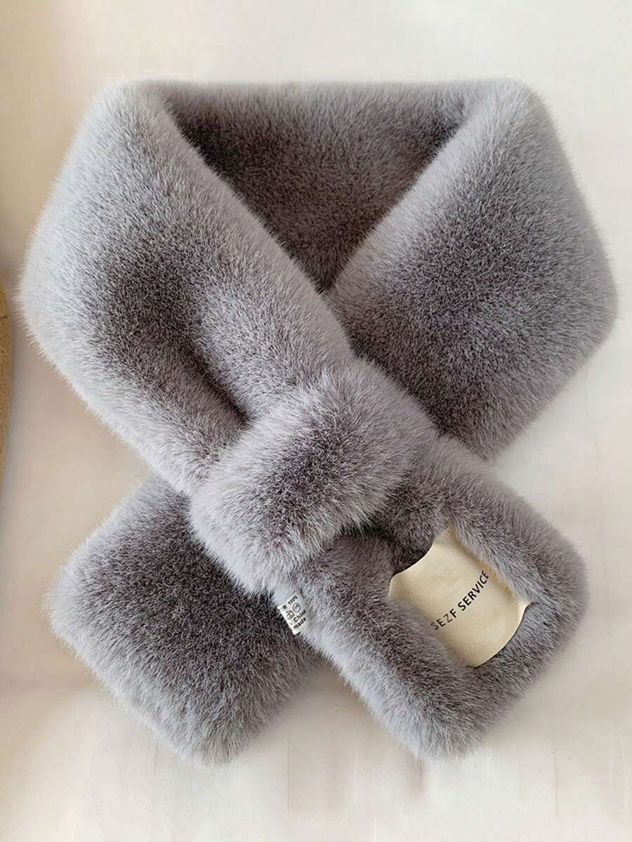 1 Miếng Mùa Đông Dày Ấm áp Cổ áo giả Khăn quàng cổ , Siêu Ấm áp Lông Cái cổ - Xám - Xem 1