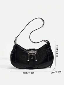1pc PU Leather Women Handbag, Fashionable Y2K E-Girl Motorcycle Style Bag, Versatile Retro Small Pouch, Sweet & Spicy Underarm Bag, Niche Shoulder Crossbody Underarm Bag For Women, Japanese Bag, Vintage Bag For Women, Street & Japanese Bag For Women