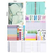 38入組a6 Pu皮革預算夾筆記本財務包組織者,含現金信封、預算表、自黏標籤、文具用品