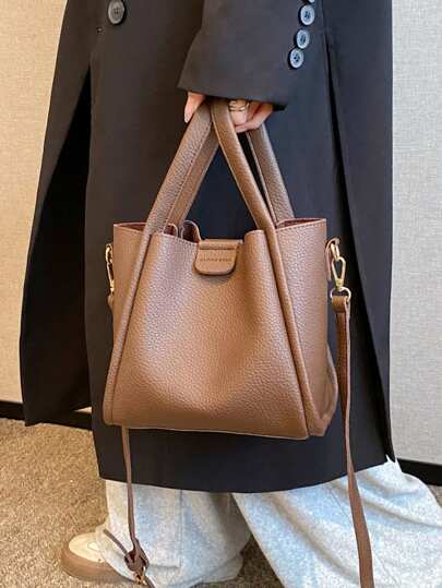 2入組女士純色母女手提袋,肩挎包,斜跨包