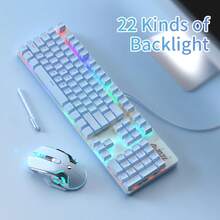 AJAZZ  III Blue Translucent Mechanical Keyboard And Mouse Set For Gaming Typing Office Peripherals-Red Switch - Blue - View 2