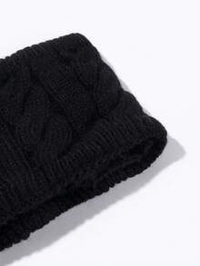 1pc Unisex Thick Knitted Headband With Lining, Vintage Street Style Wide Twisted Double Layered Headwrap, Keep Warm And Fashionable, Suitable For Daily Use - Black - View 3