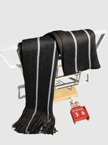 Unisex Knitted Plaid & Colorful Patchwork Fringed Rectangle Scarf For Spring, Autumn And Winter - Multicolor - View 3