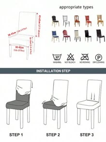 6pcs/set Line Pattern Printed Chair Covers, Modern Style Milk Silk Elastic Removable Chair Protectors Suitable For Home, Hotel, Restaurant - Multicolor - View 2