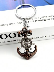 Street 1pc Men's Retro Pirate Ship Keychain With Rotating Anchor Design Pendant Car Accessories Bag Charm Backpack For School