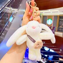 1 Llavero De Conejo De Peluche Con Orejas Largas Para Bolso, Mochila, Coche O Accesorio De Juguete - Blanco - Ver 2
