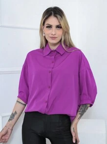 Women Blouses - 紫色 - 查看 7