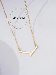 1 件简约金色不对称几何 V 形吊坠项链，适合女性日常佩戴
