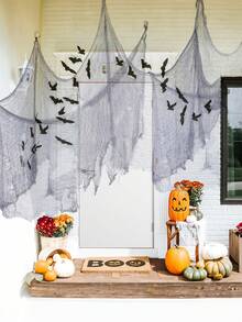 1/6 包 - 76*183 厘米灰色恐怖悬挂透明布料，适用于万圣节派对装饰、鬼屋 DIY - 灰色 - 查看 3