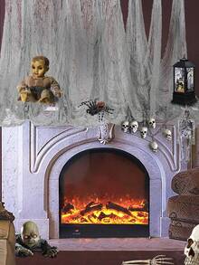 1/6 包 - 76*183 厘米灰色恐怖悬挂透明布料，适用于万圣节派对装饰、鬼屋 DIY - 灰色 - 查看 5