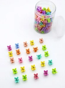 50pcs Women's Mixed Color Mini Hair Claws With Bunny Ear Design, Personalize Your Daily Look - Multicolor - View 1