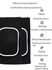 2入組編織海綿膝墊,適用於騎行、瑜伽、舞蹈、排球、球類運動等等 - 黑與白 - 查看 7