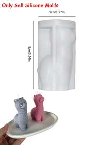 1入組可愛的羊駝矽膠蠟燭模具,diy手工熏香蠟燭肥皂模具,樹脂石膏鑄模,家居裝飾工藝禮物 - 白色 - 查看 2