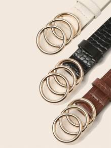 3pcs/Set Women's Fashionable All-Match Belt With Triple Rings & Decorative Alloy Buckle Summer, School Fall, Autumn, Halloween - Multicolor - View 3