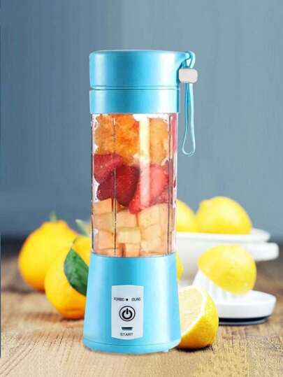 1pc Blue Portable Electric Juicer Blender, Fresh Fruit Smoothie Maker With Travel Cup Bottle
