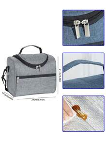 1pc Polyamide Insulated Lunch Bag, Portable Lunch Box Storage Bag For Outdoor - Grey - View 8