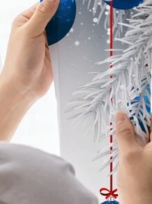 1pc New Arrival Christmas Decoration Ice & Snow Themed Star & Ball Shaped Window Curtains - Multicolor - View 5