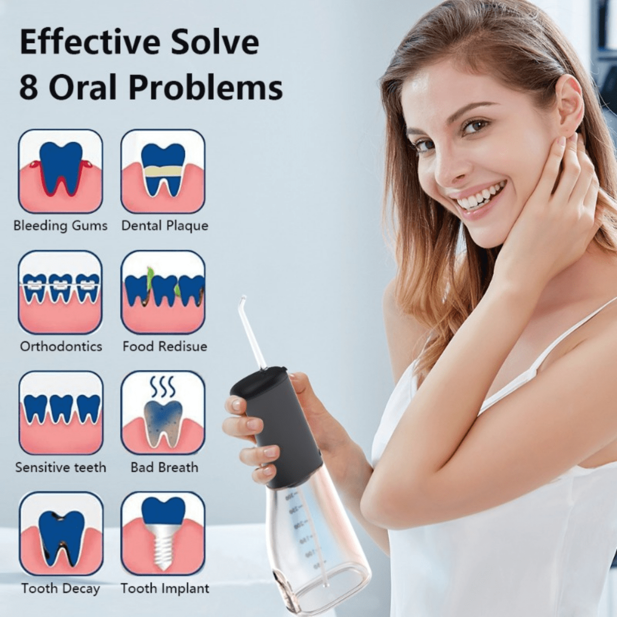 Portátil Enjuague Eléctrico Dental, Tanque Grande Recargable, Uso