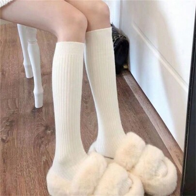 White Socks Women Breathable And Anti-Slip Mid-Calf Stockings For Women, Spring And Autumn