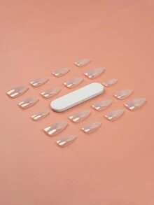 Conjunto De Arte De Uñas Rosa Plateado Largo Puntiagudo Brillante Dorado Rosa De 30 Piezas, Adecuado Para Cena, Fiesta, Trabajo, Uso Diario - Rosa Pálido - Ver 5