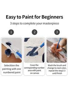 40*50cm Diy 油畫花卉主題數字繪畫套裝 - 藕粉色 - 查看 5