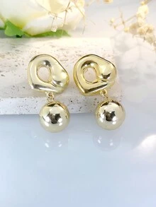 1對時尚優雅的淡水珍珠和金屬球形法式復古風格耳環(適合女性休閒禮物,日常佩戴) - 彩色 - 查看 3