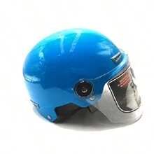 1pc High Hardness Abs Material Motorcycle/electric Safety Helmet For Men/women/elderly, Adjustable Head Circumference, Four Seasons - Blue - View 2