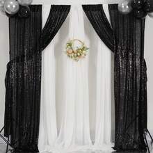 2pcs Glittering Curtains 2ftx8ft For Party, Festival, Wedding, Birthday Decorations - Black - View 4
