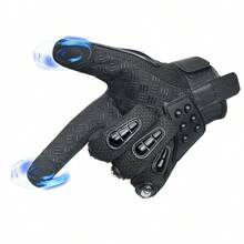 CHCYCLE 男款摩托車手套，觸控式賽車摩托車手套，合金鋼保護，適用於BMX MX ATV MTB越野摩托車手套 - 黑色 - 查看 7