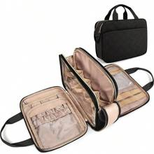 1入組 BAGSMART 女式盥洗包，大盥洗包防水化妝化妝品收納包門室必需品配件，洗髮精，全尺寸容器，盥洗用品（黑色）郵輪必備品 - 黑色 - 查看 1