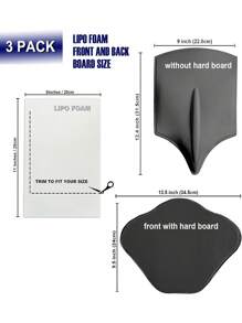 MOOLIDA 3 Packs Lipo Foam Ab Board Abdominal Compression Board - Black - View 1